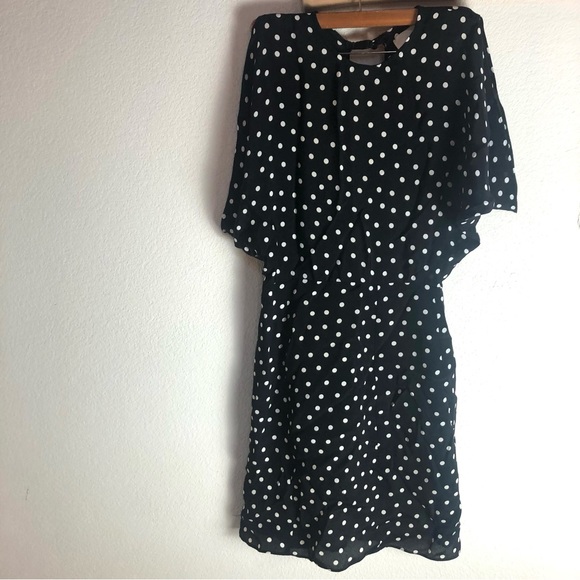 Maeve by Anthropologie polka dot dress Cold Shoulder Sleeves Size Xsmall - Picture 1 of 16